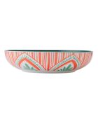 Bol en grès à motif folklorique orange - 21 cm