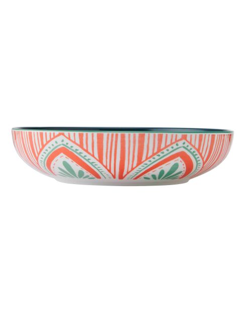 Bol en grès à motif folklorique orange - 21 cm