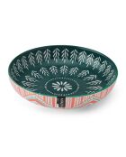Bol en grès à motif folklorique orange - 21 cm