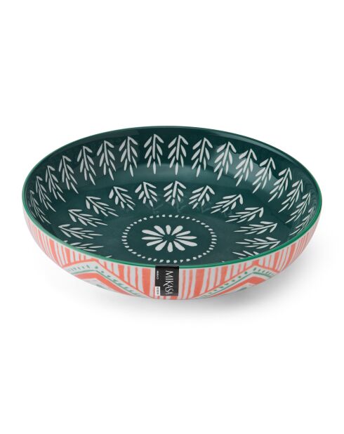 Bol en grès à motif folklorique orange - 21 cm