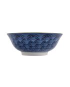 Bol à ramen en grès rouge et bleu à motifs - 1 L