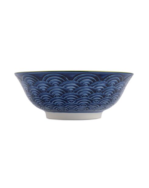 Bol à ramen en grès rouge et bleu à motifs - 1 L