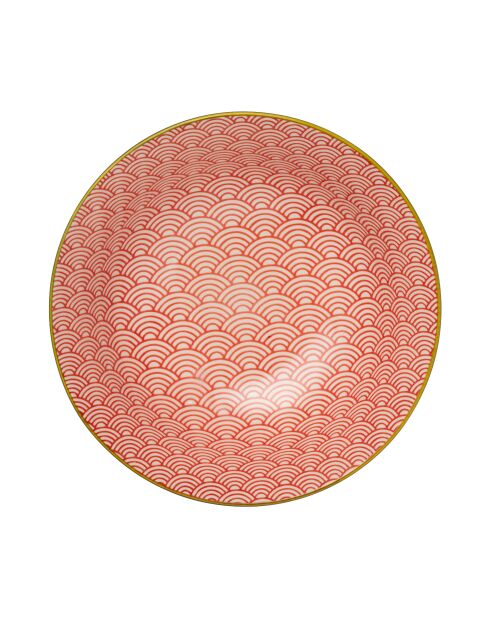 Bol à ramen en grès rouge et bleu à motifs - 1 L