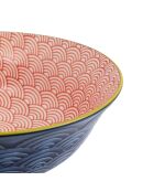 Bol à ramen en grès rouge et bleu à motifs - 1 L