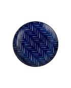 Assiette à dessert Indigo Chevron en grès - 18 cm