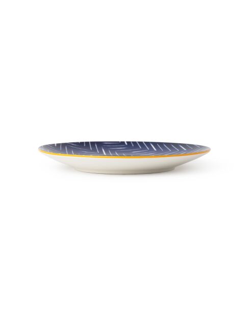 Assiette à dessert Indigo Chevron en grès - 18 cm