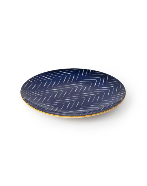 Assiette à dessert Indigo Chevron en grès - 18 cm