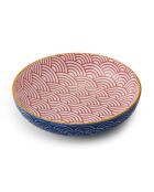 Bol en grès rouge et bleu - 21 cm