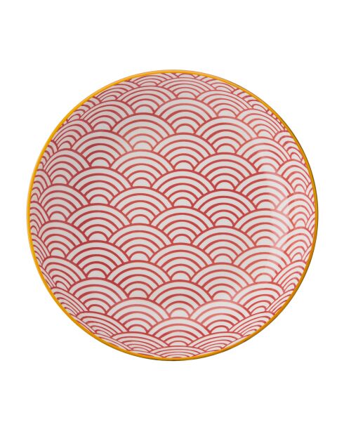 Bol en grès rouge et bleu - 21 cm