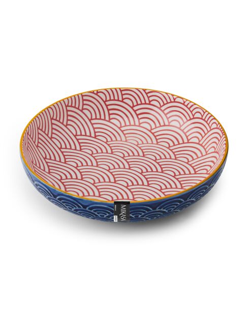 Bol en grès rouge et bleu - 21 cm