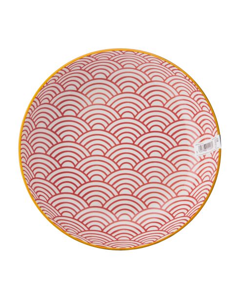 Bol en grès rouge et bleu - 21 cm