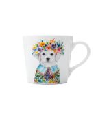 Tipperleyhill fijne porseleinen mok met decoratief puppyontwerp, wit - 380 ml