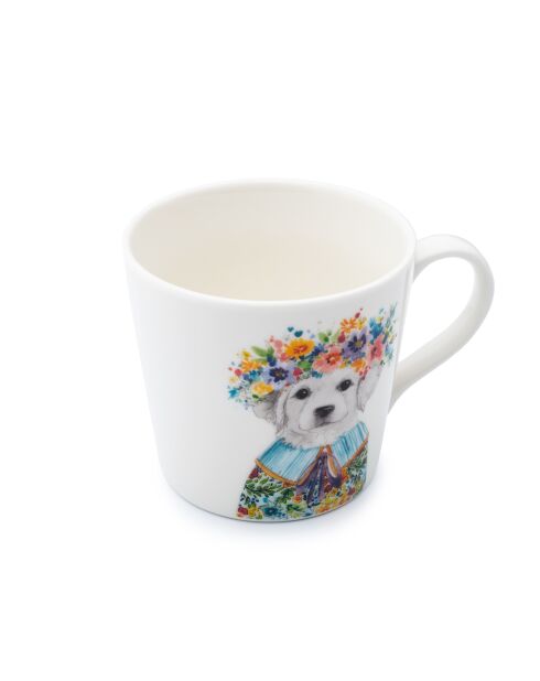 Tipperleyhill fijne porseleinen mok met decoratief puppyontwerp, wit - 380 ml