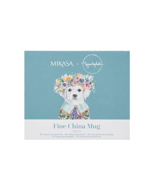Tipperleyhill fijne porseleinen mok met decoratief puppyontwerp, wit - 380 ml