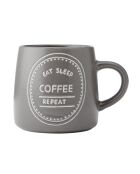 Mug en grès 'Eat Sleep Coffee Repeat' brun - 400 ml