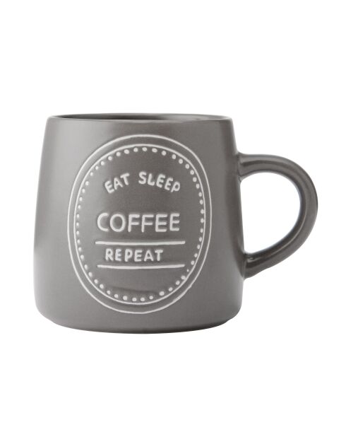 Mug en grès 'Eat Sleep Coffee Repeat' brun - 400 ml
