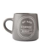 Mug en grès 'Eat Sleep Coffee Repeat' brun - 400 ml