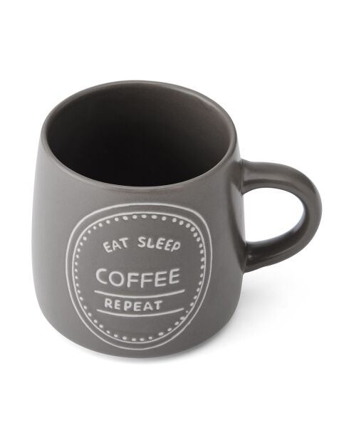 Mug en grès 'Eat Sleep Coffee Repeat' brun - 400 ml