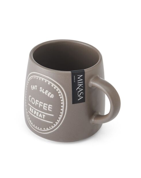 Mug en grès 'Eat Sleep Coffee Repeat' brun - 400 ml