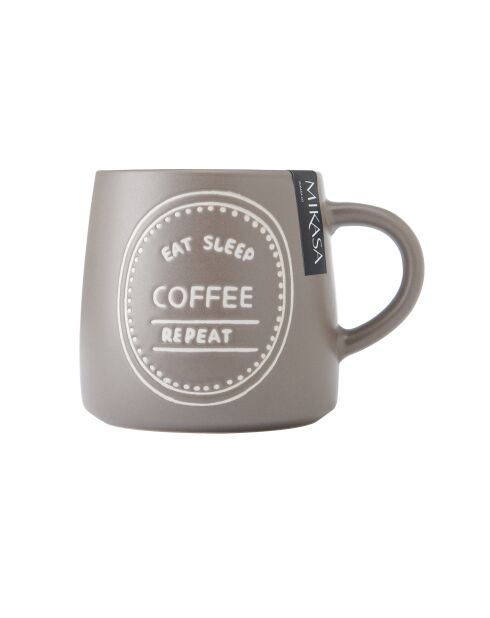Mug en grès 'Eat Sleep Coffee Repeat' brun - 400 ml