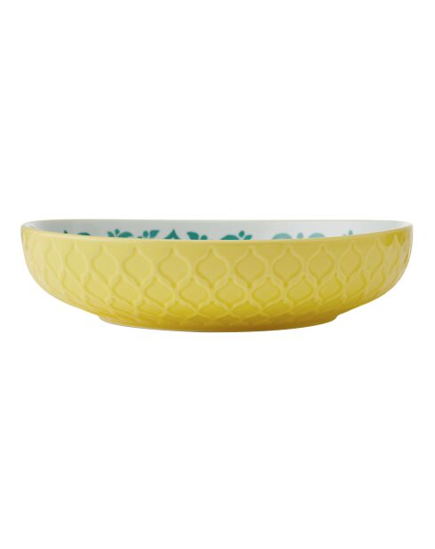 Bol en grès géométrique jaune et bleu - 21 cm