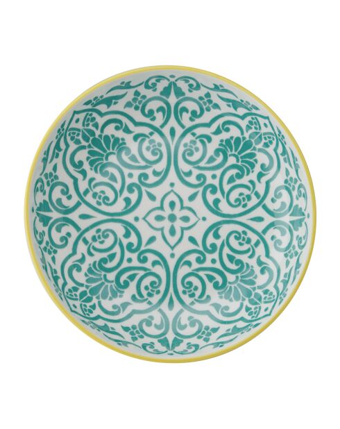 Bol en grès géométrique jaune et bleu - 21 cm