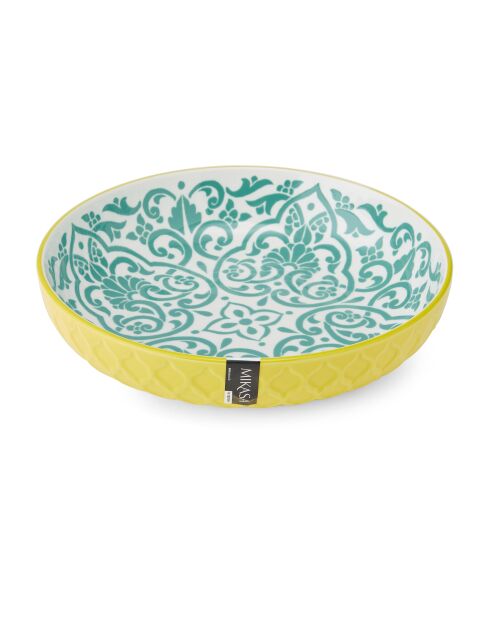 Bol en grès géométrique jaune et bleu - 21 cm