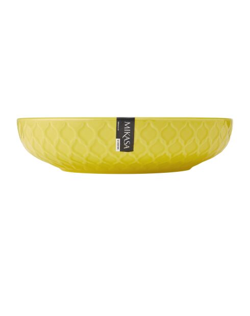 Bol en grès géométrique jaune et bleu - 21 cm