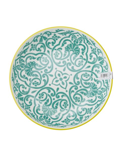 Bol en grès géométrique jaune et bleu - 21 cm