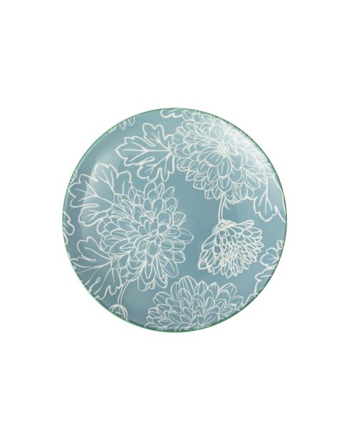 Assiette à dessert en grès gris à motif floral - 18 cm