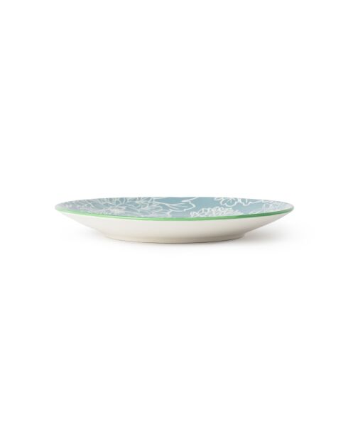 Assiette à dessert en grès gris à motif floral - 18 cm