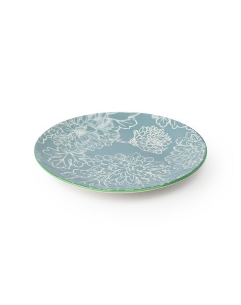 Assiette à dessert en grès gris à motif floral - 18 cm