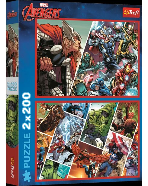 Puzzles 2x200 pièces Avengers Défenseurs du monde - 7 ans et +