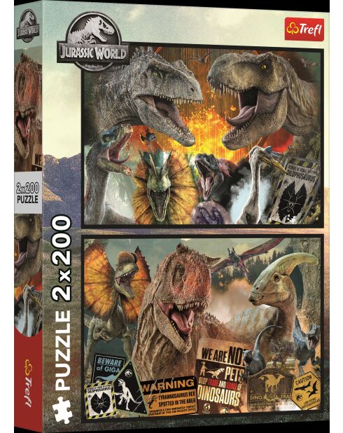 Puzzles 2x200 pièces Jurassic - Monde préhistorique -7 ans et +