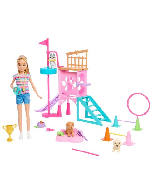 Barbie-Poupée et Coffret Parcours d’Obstacles multicolore