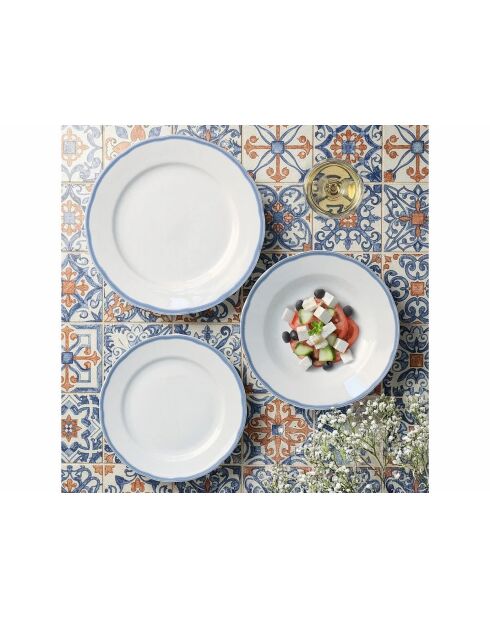 Set de vajilla Scala de porcelana blanca/azul, 18 piezas