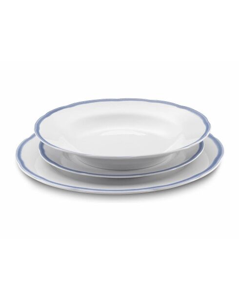 Set de vajilla Scala de porcelana blanca/azul, 18 piezas