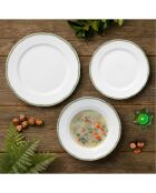 Juego de vajilla de porcelana, platos Scala, color blanco/verde, 18 piezas