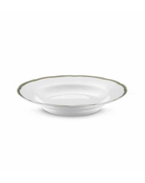 Juego de vajilla de porcelana, platos Scala, color blanco/verde, 18 piezas