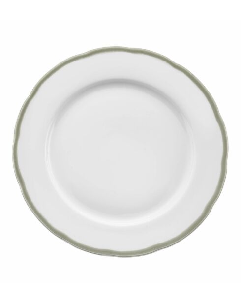 Juego de vajilla de porcelana, platos Scala, color blanco/verde, 18 piezas
