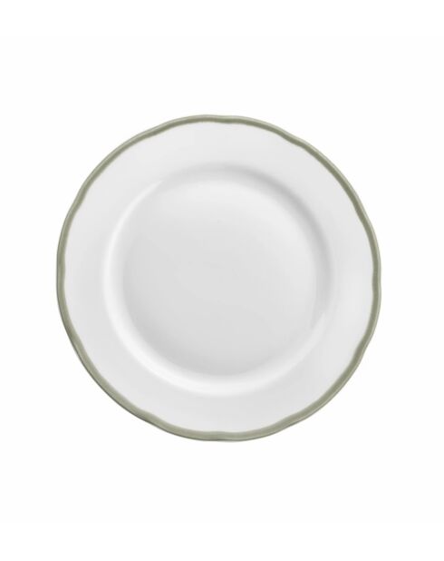 Juego de vajilla de porcelana, platos Scala, color blanco/verde, 18 piezas