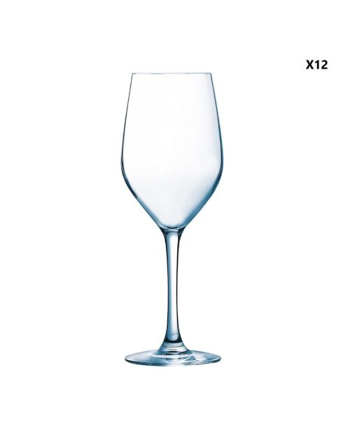 Lot de 12 verres à pied Sens argentée - 35cl