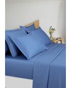 Parure drap plat + drap-housse + taies satin de coton - Uni 1 baratta Bleu 05