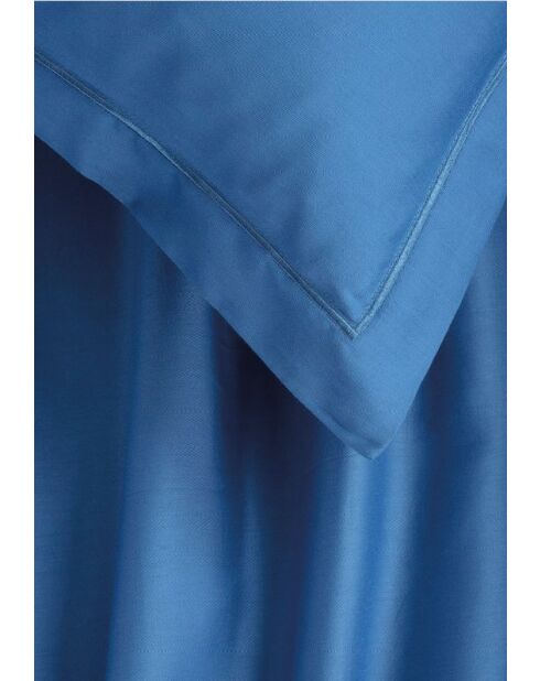 Parure drap plat + drap-housse + taies satin de coton - Uni 1 baratta Bleu 05