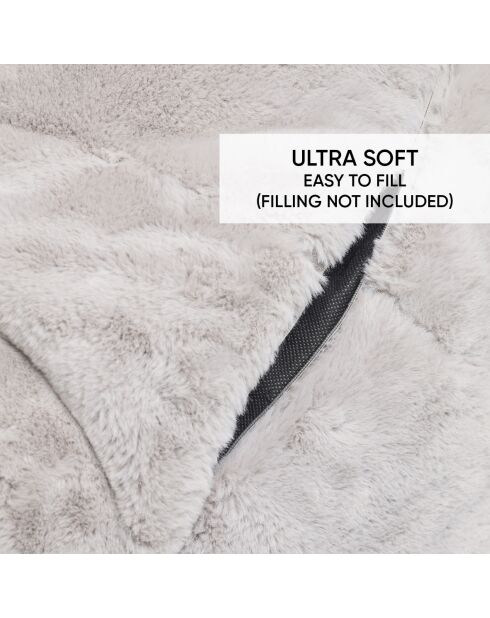 Housse de pouf imitation fourrure Gris - 130 x 80 cm