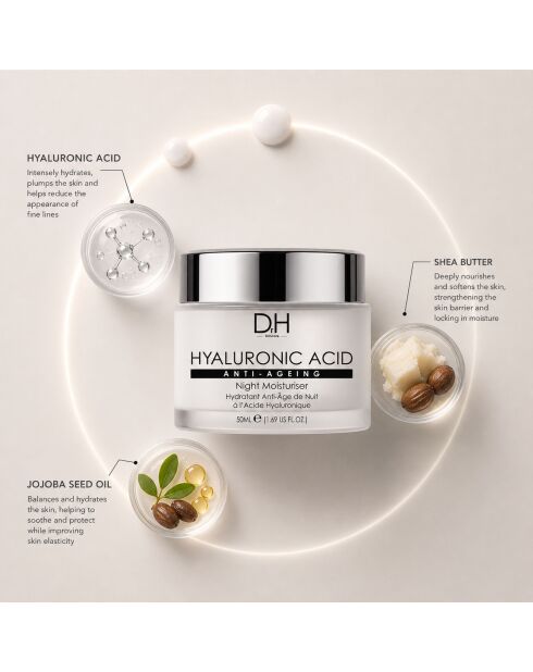 Crème de nuit anti-âge à l'acide hyaluronique - 50 ml