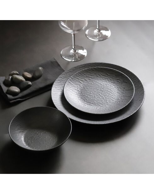 6 schwarze Mica Salat- und Nudelteller - D: 17 cm
