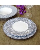 Plato hondo Alhambra blanco/azul - D.20 cm (set de 6)