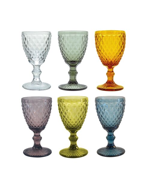 Set van 6 transparante glazen met gerookte strass steel - 20 cl