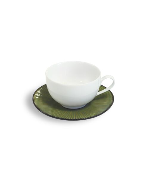 6 tasses à café & soucoupes Envie Bali vert/blanc - 20 x18 x19 cm